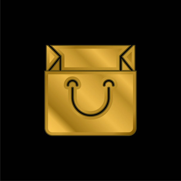 Saco banhado a ouro ícone metálico ou vetor logotipo - Vetor, Imagem