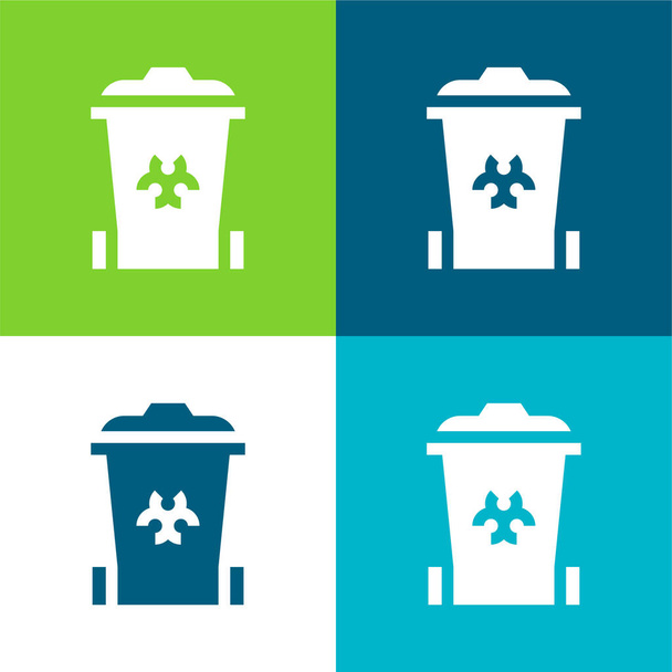 Biomedical Waste Flat four color minimal icon set - Vector, Image