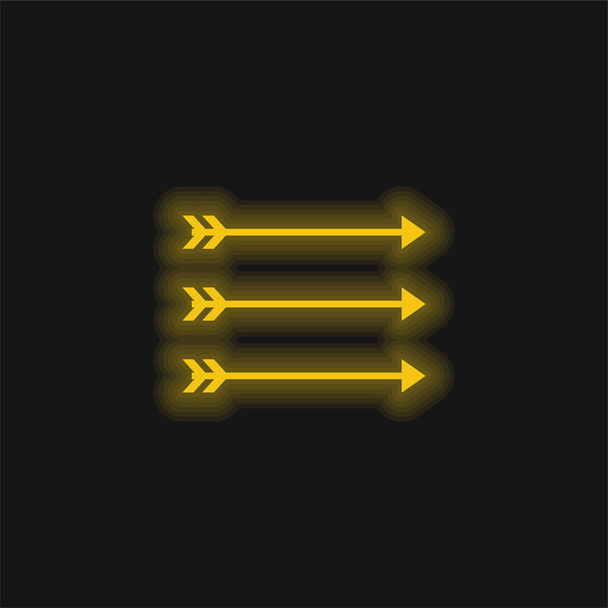 Arrows żółty świecący neon ikona - Wektor, obraz