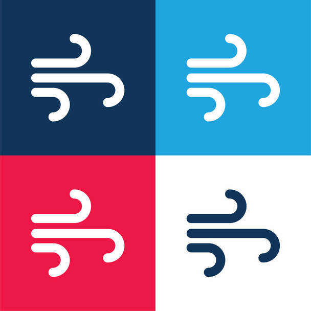 Air Element modrá a červená čtyři barvy minimální ikona nastavena - Vektor, obrázek