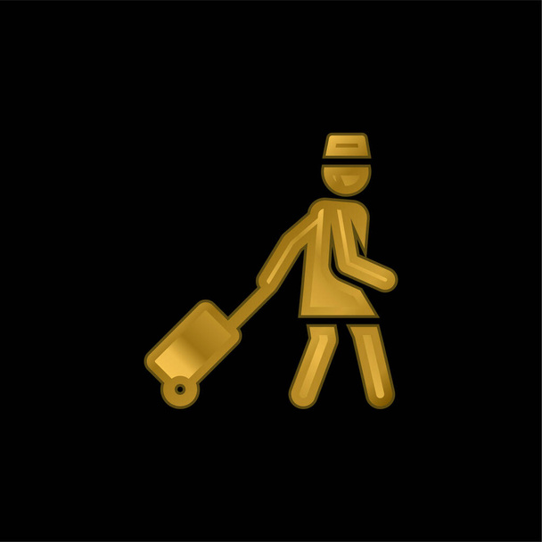 Помощник покрытый золотом металлический значок или вектор логотипа - Вектор,изображение