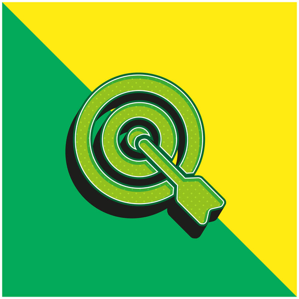 ターゲット上の矢印緑と黄色の現代的な3Dベクトルアイコンのロゴ - ベクター画像