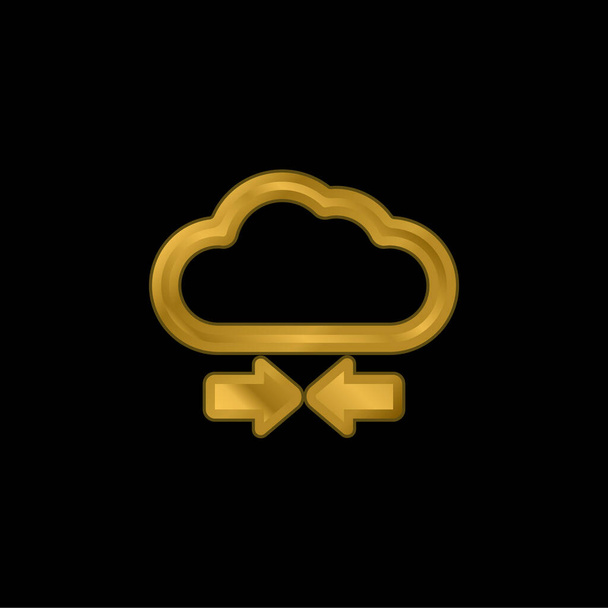 Arrows And Cloud gold plated metalic icon or logo vector - Vector, Image