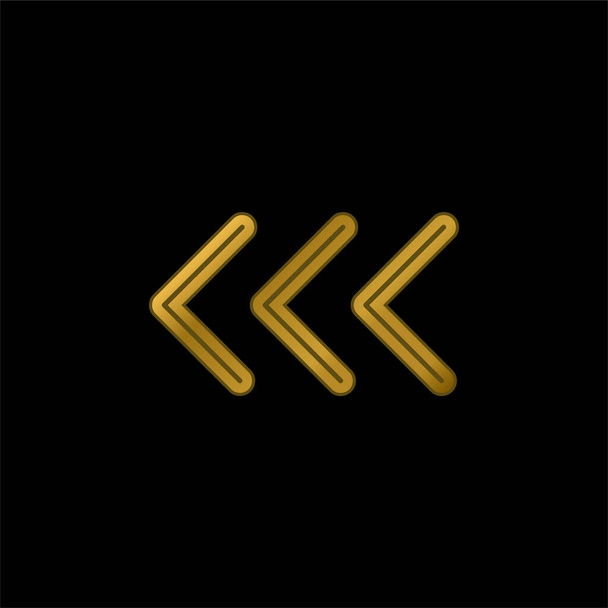 Pfeilspitzen, die nach links zeigen, vergoldetes metallisches Symbol oder Logo-Vektor - Vektor, Bild