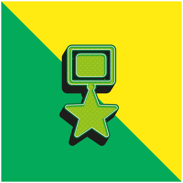Achievement Star Award Symbool Groen en geel modern 3D vector icoon logo - Vector, afbeelding