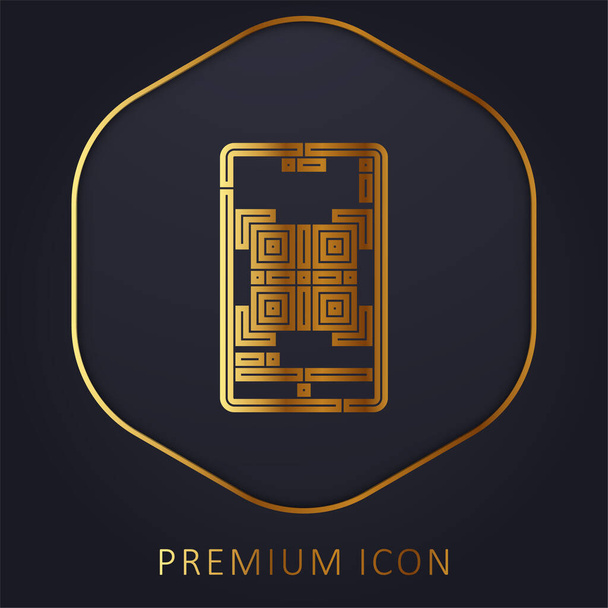 Barcode gouden lijn premium logo of pictogram - Vector, afbeelding