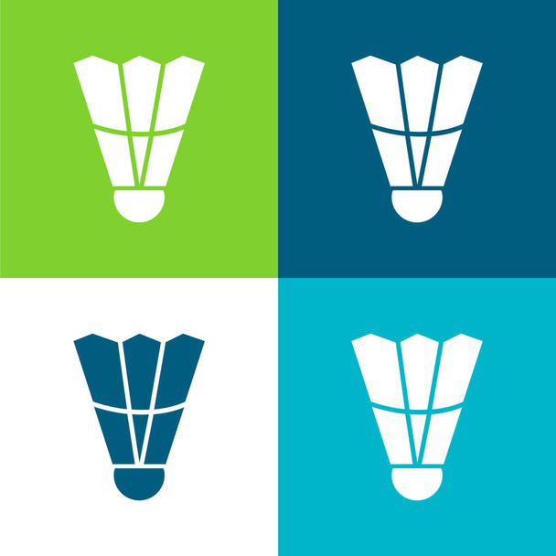 Badminton Feather Set di icone minime piatte a quattro colori - Vettoriali, immagini