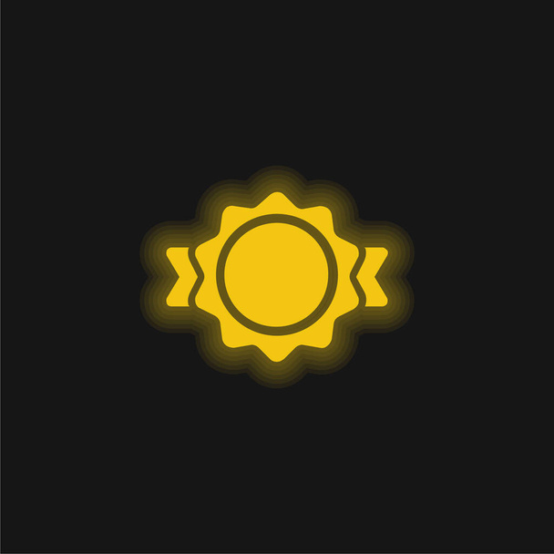 Premio Cinturón Forma amarillo brillante icono de neón - Vector, imagen