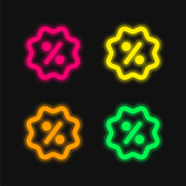 Badge four color glowing neon vector icon - Vector, Image