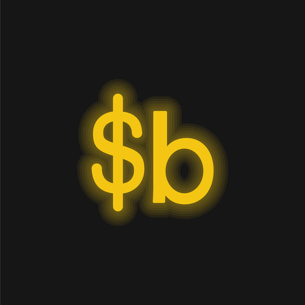 Bolivien Bolivianisches Währungssymbol gelb leuchtendes Neon-Symbol - Vektor, Bild