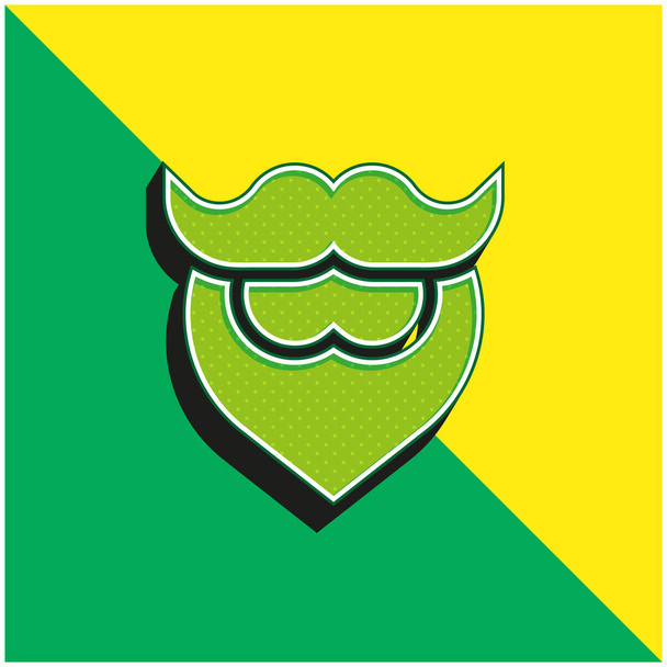 Barba verde y amarillo moderno vector 3d icono del logotipo - Vector, Imagen