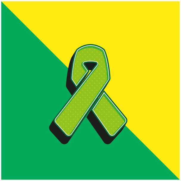 Ευαισθητοποίηση Κορδέλα Πράσινο και κίτρινο σύγχρονο 3d διάνυσμα εικονίδιο λογότυπο - Διάνυσμα, εικόνα