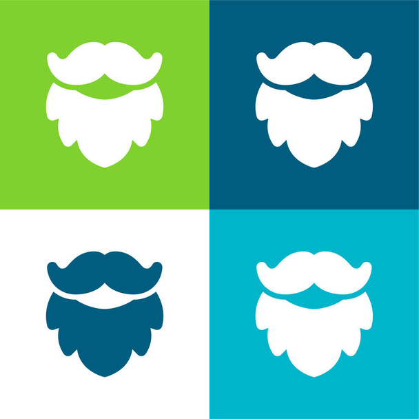 Conjunto de ícones mínimos de quatro cores barba plana - Vetor, Imagem