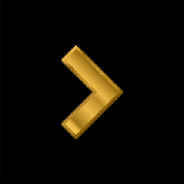 Ángulo de flecha que apunta a la derecha chapado en oro icono metálico o logo vector - Vector, Imagen