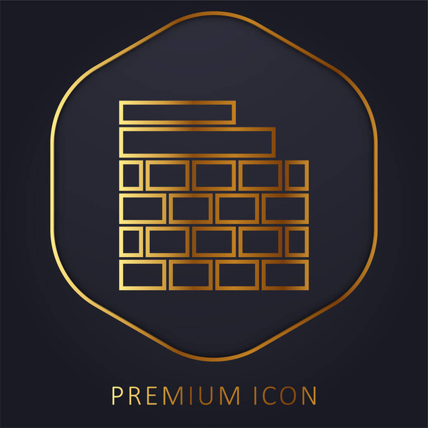Logo o icona premium della linea dorata del mattone - Vettoriali, immagini