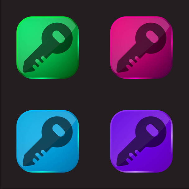 Administrator Key four color glass button icon - Vector, Image