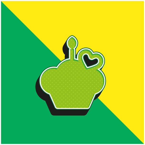 誕生日マフィングリーンと黄色の現代的な3Dベクトルのアイコンのロゴ - ベクター画像