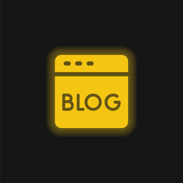 Блог жовтий сяючий неоновий значок
 - Вектор, зображення