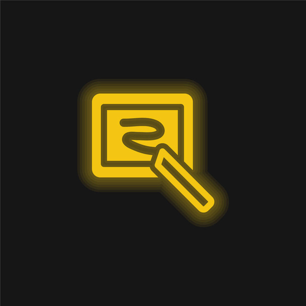 Доска с желтым мелом светящийся неоновый значок - Вектор,изображение