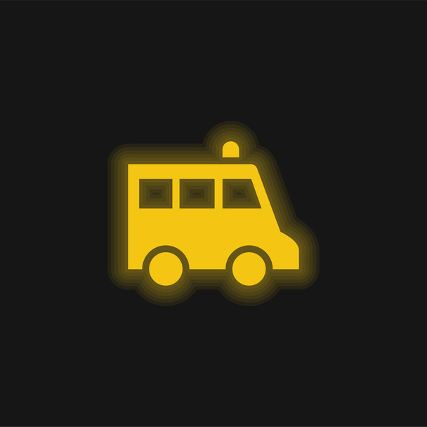 Mentőautó sárga izzó neon ikon - Vektor, kép