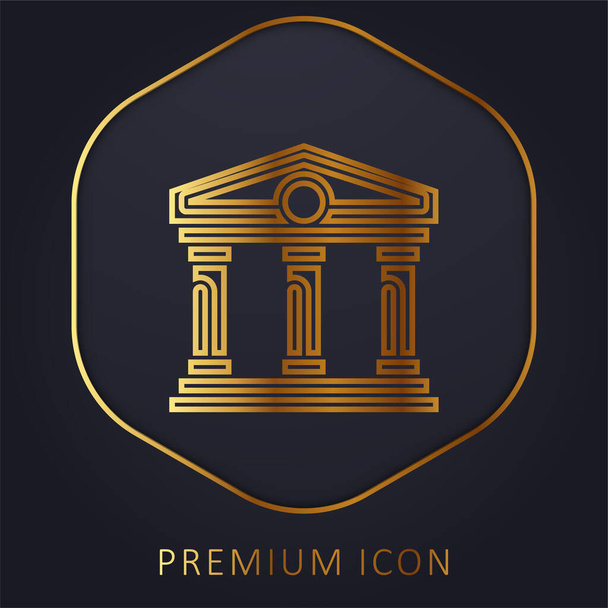 Banco linha dourada logotipo premium ou ícone - Vetor, Imagem