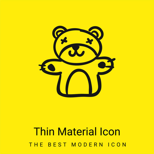 Bear Toy minimaal helder geel materiaal icoon - Vector, afbeelding