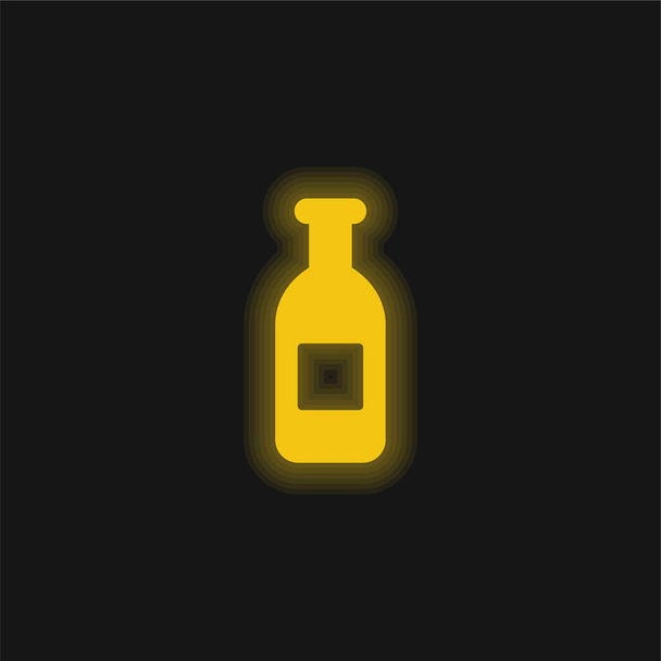 Botella de agua amarillo brillante icono de neón - Vector, imagen
