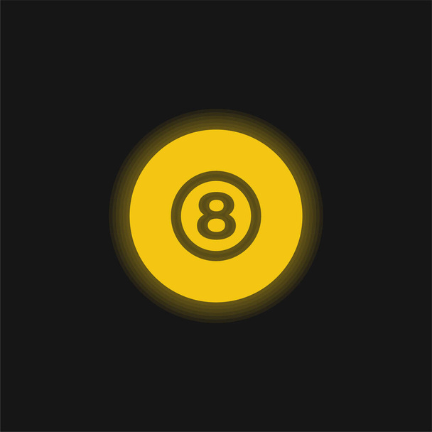 Billar amarillo brillante icono de neón - Vector, imagen