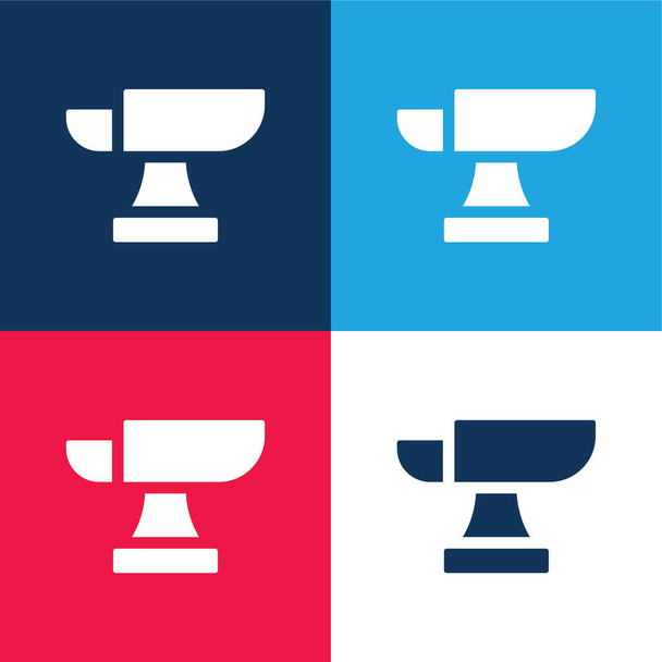 Kovadlina modrá a červená čtyři barvy minimální ikona nastavena - Vektor, obrázek