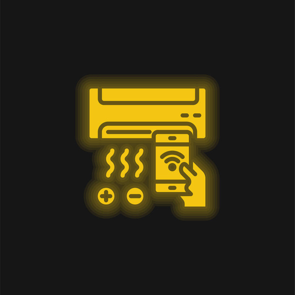 Climatiseur jaune néon brillant icône - Vecteur, image