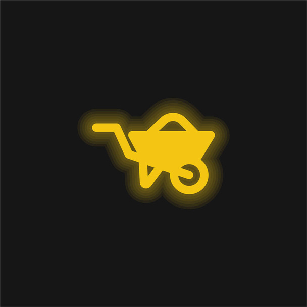 Barrow sárga izzó neon ikon - Vektor, kép