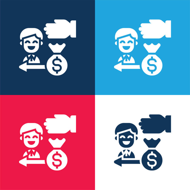 Borrow blue and red four color minimal icon set - Vector, Image
