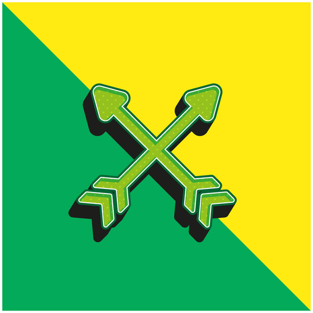 Okçuluk Yeşil ve Sarı Modern 3D vektör simgesi logosu - Vektör, Görsel