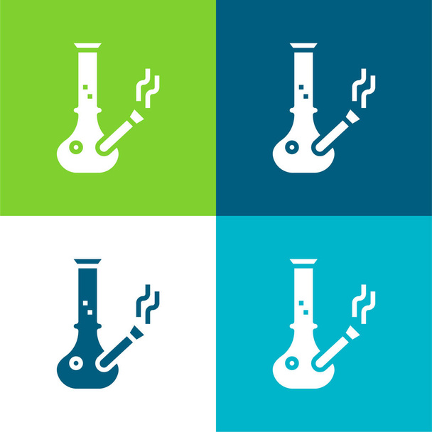 Set di icone minimali a quattro colori Bong Flat - Vettoriali, immagini