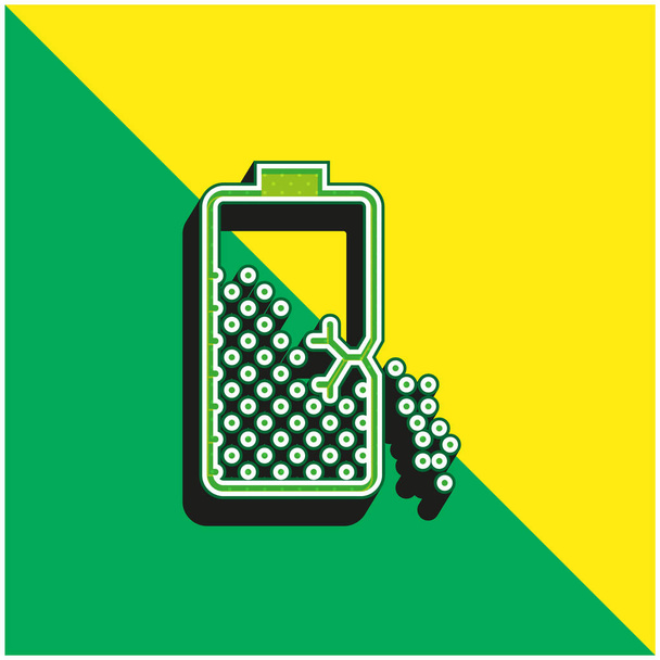 Bateria verde e amarelo moderno logotipo do ícone do vetor 3d - Vetor, Imagem