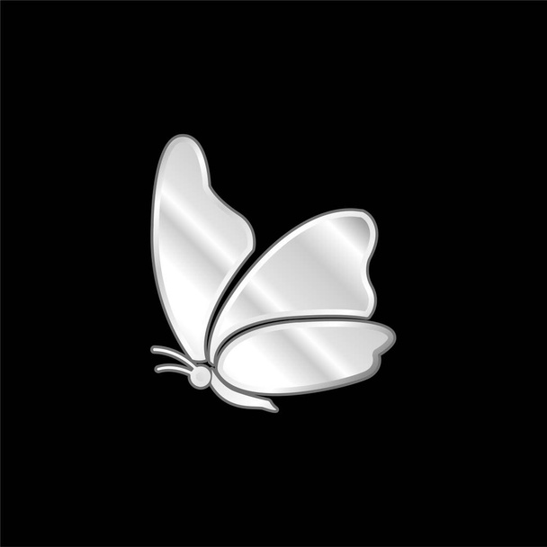 Ala grande mariposa plateado icono metálico - Vector, imagen