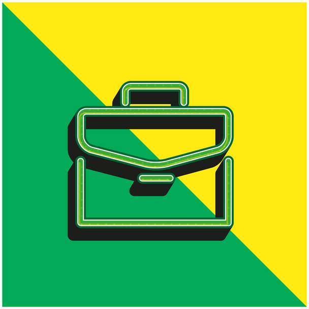 Briefcase Groen en geel modern 3D vector icoon logo - Vector, afbeelding