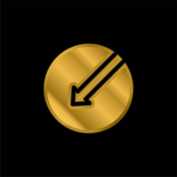 Βέλος Αριστερό επίχρυσο μεταλλικό εικονίδιο ή λογότυπο διάνυσμα - Διάνυσμα, εικόνα