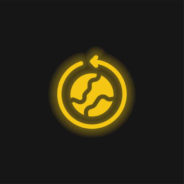 世界中の黄色の輝くネオンアイコン - ベクター画像
