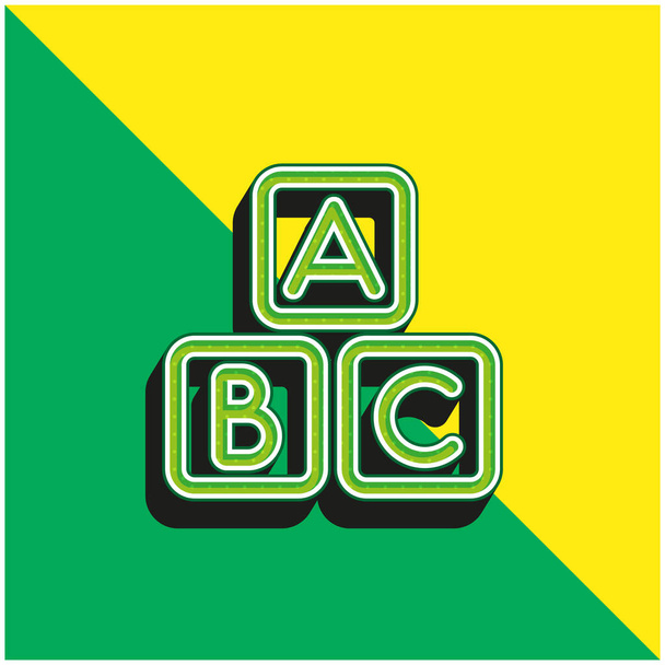 ABC Pleinen Groen en geel modern 3D vector icoon logo - Vector, afbeelding