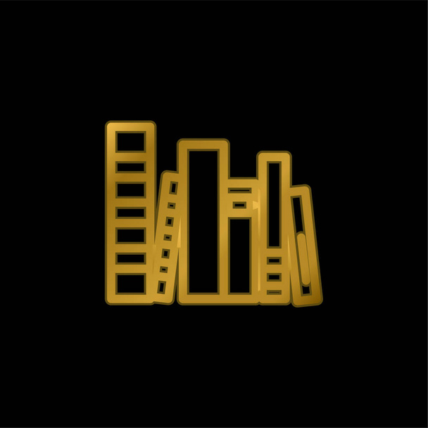 Золотая икона группы книг или вектор логотипа - Вектор,изображение