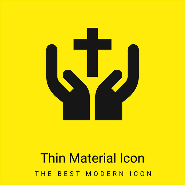 Bless minimal bright yellow material icon - Vector, Image