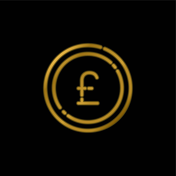Big Pound Coin gold plated metalic icon or logo vector - Vector, Image