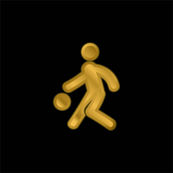 Kosárlabda játékos aranyozott fém ikon vagy logó vektor - Vektor, kép