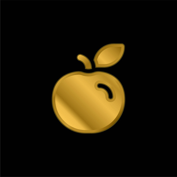 Apple chapado en oro icono metálico o logo vector - Vector, Imagen