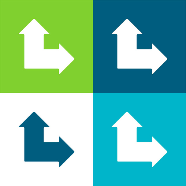 Šipky šikmo nahoru a doprava byt čtyři barvy minimální ikona nastavena - Vektor, obrázek