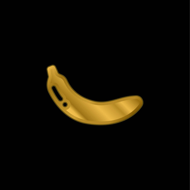 Banana chapado en oro icono metálico o logo vector - Vector, Imagen