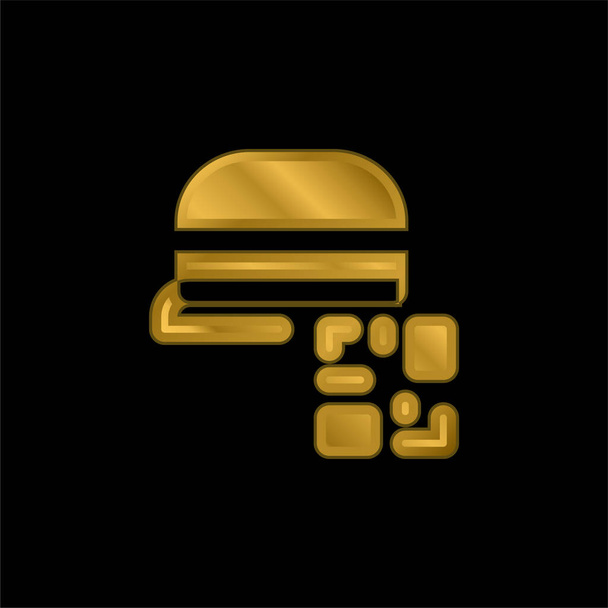 Barcode gold plated metalic icon or logo vector - Vector, Image