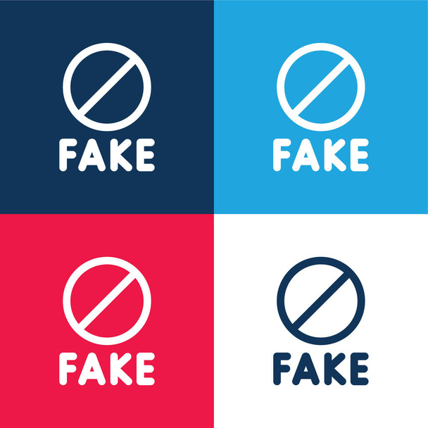 Zakázané modré a červené čtyři barvy minimální ikona nastavena - Vektor, obrázek