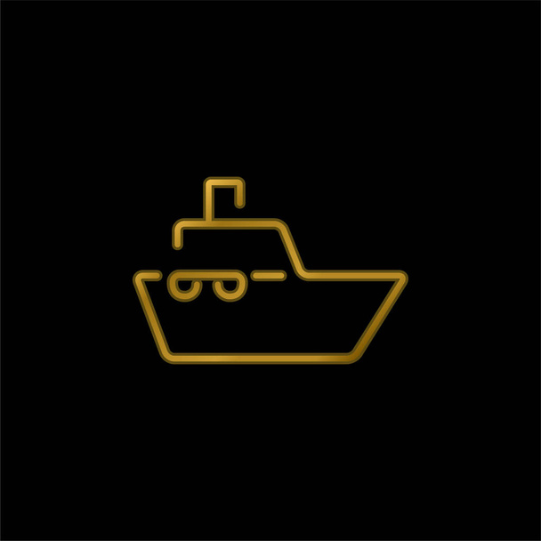 Boat Ultrathin Outline vergoldet metallisches Symbol oder Logo-Vektor - Vektor, Bild